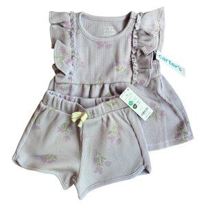 Floral Waffle Tee Shirt and Pants Set